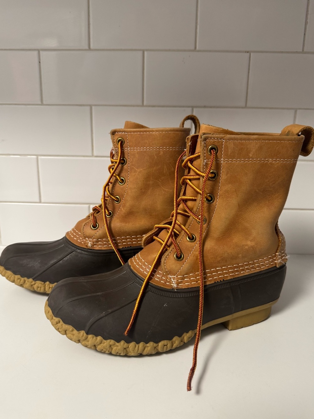 Brown Leather and Rubber Bean Boots LL Bean